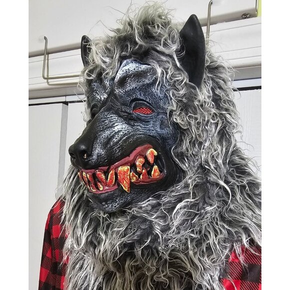 Hungry Howler Werewolf Costume Boys 12-14 Halloween Faux Fur Mask Gloves Kids - Picture 2 of 5